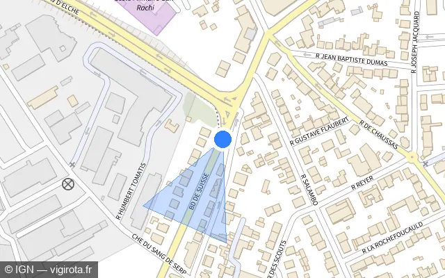 Vue plan de l'emplacement du radar de feu rouge à Toulouse sur Boulevard de Suisse