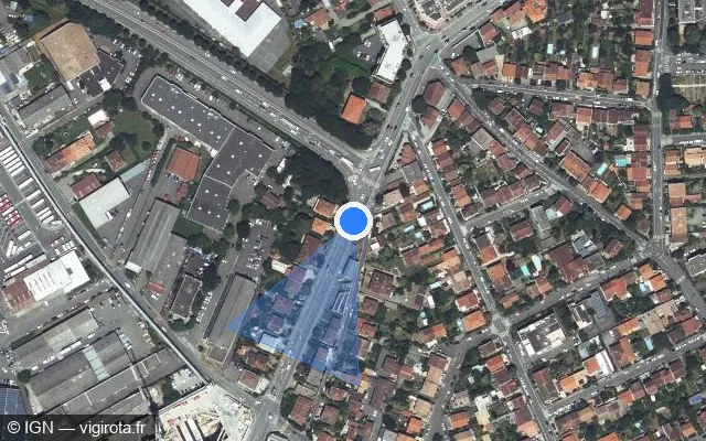 Vue satellite de l'emplacement du radar de feu rouge à Toulouse sur Boulevard de Suisse