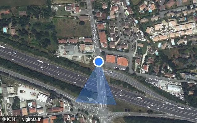Vue satellite de l'emplacement du radar de feu rouge à Launaguet sur Route de Launaguet / M 15