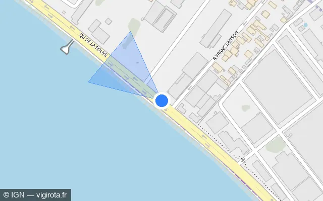 Vue plan de l'emplacement du radar de feu rouge à Floirac sur Quai de la Souys / D 113