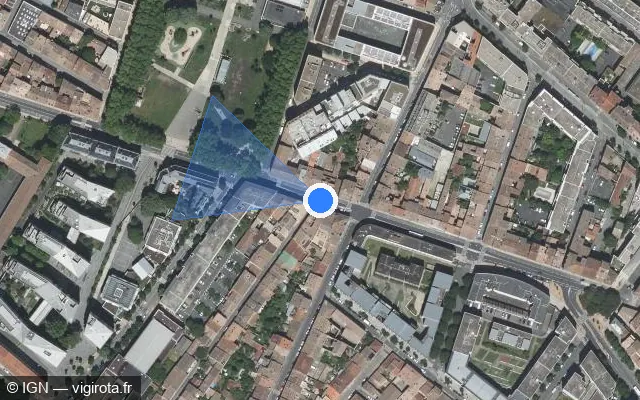 Vue satellite de l'emplacement du radar de feu rouge à Bègles sur Cours de la Marne