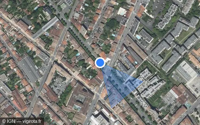 Vue satellite de l'emplacement du radar de feu rouge à Bordeaux sur Cours du Médoc