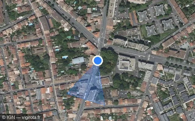 Vue satellite de l'emplacement du radar de feu rouge à Talence sur Route de Toulouse / D 1113