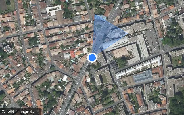 Vue satellite de l'emplacement du radar de feu rouge à Bordeaux sur Boulevard Pierre 1er