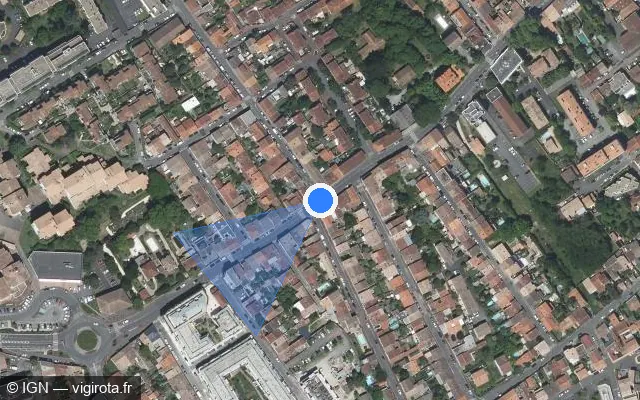 Vue satellite de l'emplacement du radar de feu rouge à Talence sur Cours du Maréchal Gallieni / D 1250
