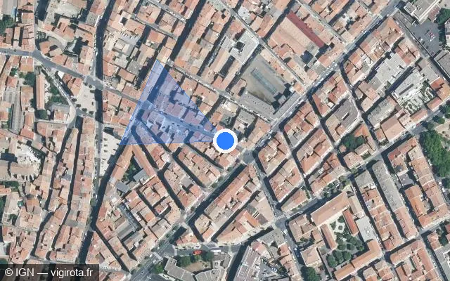Vue satellite de l'emplacement du radar de feu rouge à Béziers sur Boulevard de Strasbourg