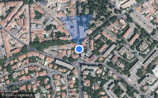 Vue satellite de l'emplacement du radar de feu rouge à Montpellier sur Avenue de Palavas