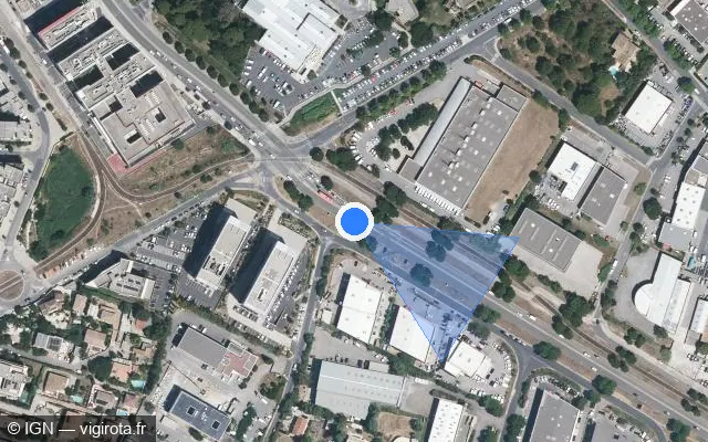 Vue satellite de l'emplacement du radar de feu rouge à Saint-Jean-de-Védas sur Avenue du Colonel Pavelet / M 65