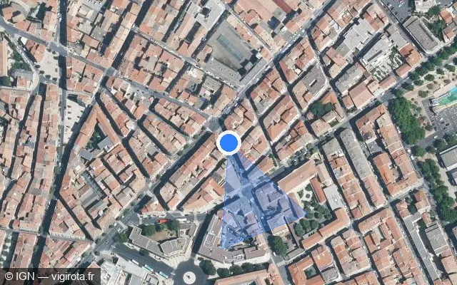 Vue satellite de l'emplacement du radar de feu rouge à Béziers sur Boulevard Frédéric Mistral