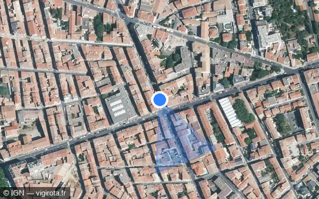 Vue satellite de l'emplacement du radar de feu rouge à Béziers sur Boulevard Frédéric Mistral