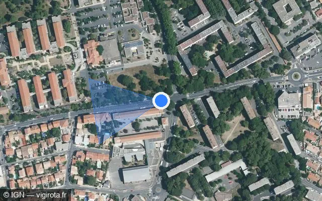 Vue satellite de l'emplacement du radar de feu rouge à Béziers sur Avenue Pierre Verdier