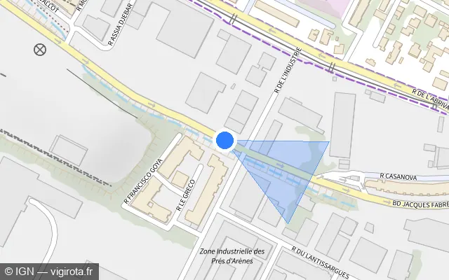 Vue plan de l'emplacement du radar de feu rouge à Montpellier sur Boulevard Jacques Fabre de Morlhon