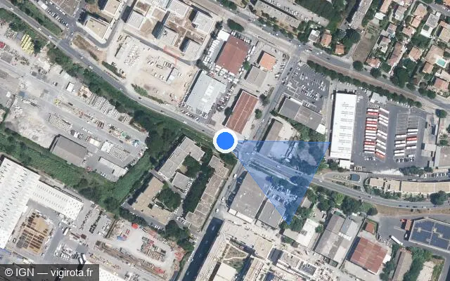 Vue satellite de l'emplacement du radar de feu rouge à Montpellier sur Boulevard Jacques Fabre de Morlhon