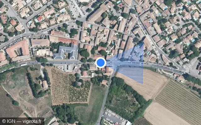 Vue satellite de l'emplacement du radar de feu rouge à Vendargues sur Avenue de Montpellier / M 613