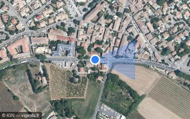 Vue satellite de l'emplacement du radar de feu rouge à Vendargues sur Avenue de Montpellier / M 613