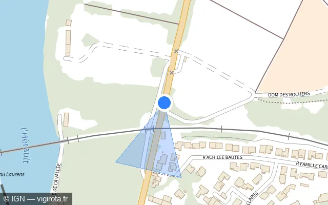Vue plan de l'emplacement du radar de passage à niveau à Agde sur Route de Marseillan / D 51