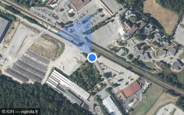 Vue satellite de l'emplacement du radar de passage à niveau à Villefontaine sur Route de Villefontaine / D 126