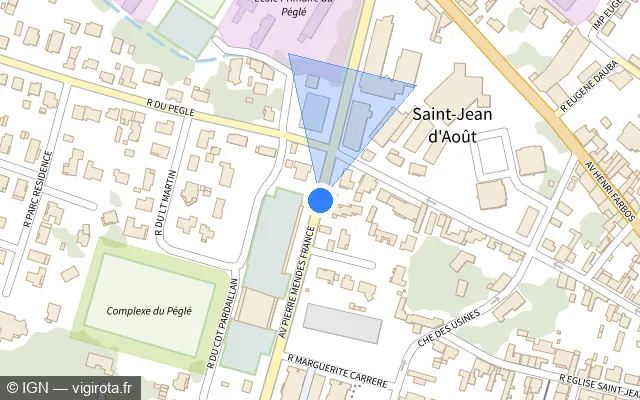Vue plan de l'emplacement du radar de feu rouge à Mont-de-Marsan sur Avenue Pierre Mendès-France / D 634s