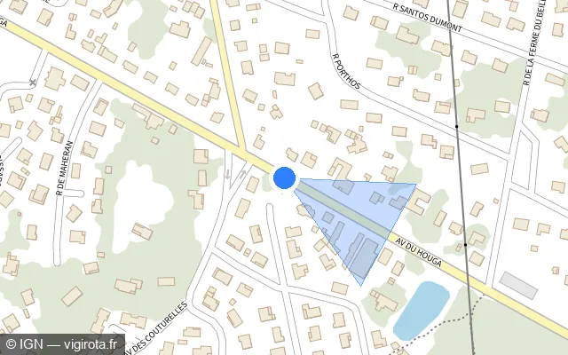 Vue plan de l'emplacement du radar de feu rouge à Mont-de-Marsan sur Avenue du Houga / D 30