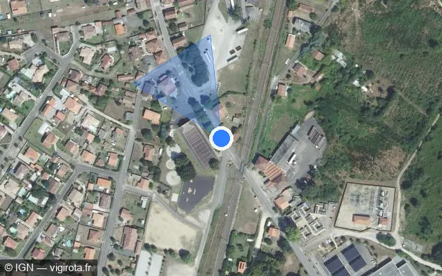Vue satellite de l'emplacement du radar de passage à niveau à Rion-des-Landes sur Avenue Charles Despiau / D 41