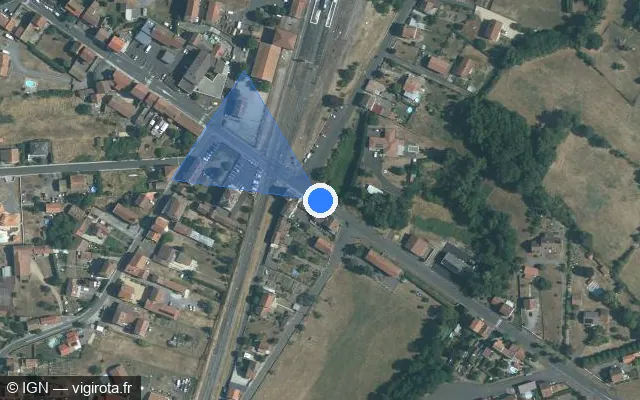 Vue satellite de l'emplacement du radar de passage à niveau à Vergongheon sur Route de Lempdes / N 102