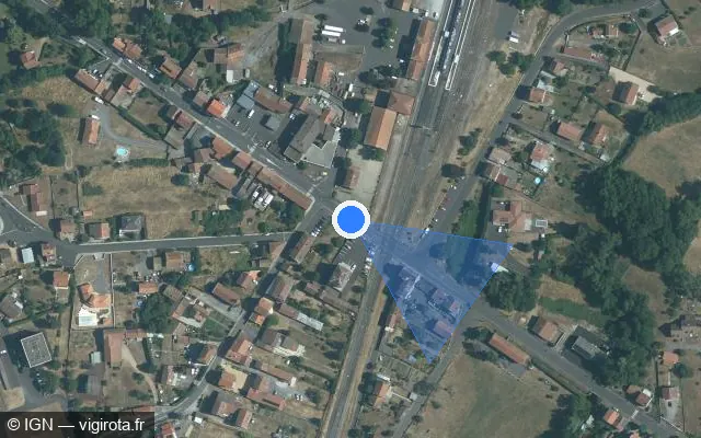 Vue satellite de l'emplacement du radar de passage à niveau à Vergongheon sur Route de Lempdes / N 102