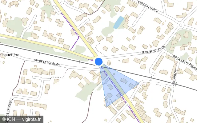 Vue plan de l'emplacement du radar de passage à niveau à La Haie-Fouassière sur Route de Clisson / D 149