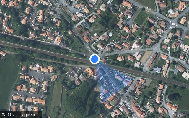 Vue satellite de l'emplacement du radar de passage à niveau à La Haie-Fouassière sur Route de Clisson / D 149