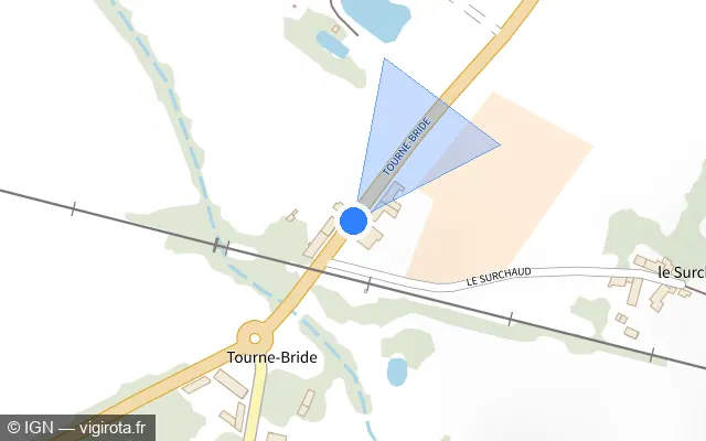 Vue plan de l'emplacement du radar de passage à niveau à Sainte-Pazanne sur D 758