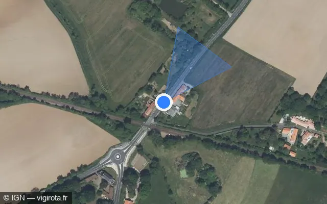 Vue satellite de l'emplacement du radar de passage à niveau à Sainte-Pazanne sur D 758