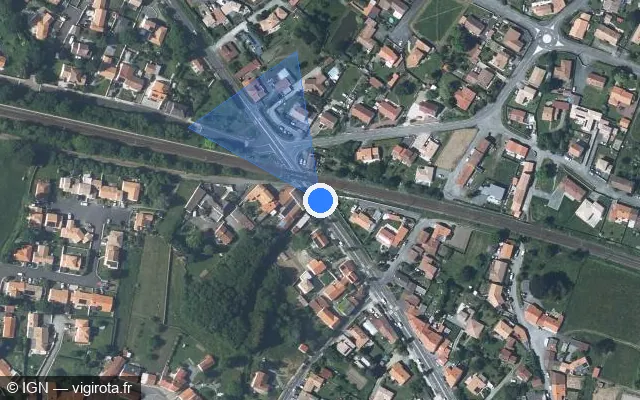 Vue satellite de l'emplacement du radar de passage à niveau à La Haie-Fouassière sur Route de Clisson / D 149