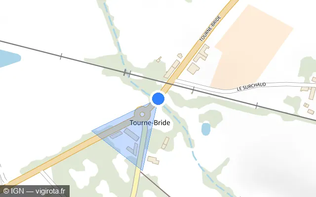 Vue plan de l'emplacement du radar de passage à niveau à Sainte-Pazanne sur D 758