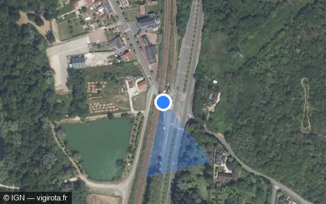 Vue satellite de l'emplacement du radar de passage à niveau à Fontenay-sur-Loing sur D 32
