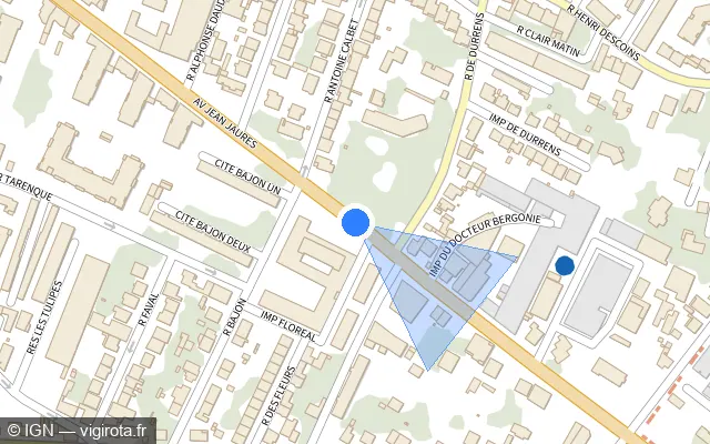 Vue plan de l'emplacement du radar de feu rouge à Agen sur Avenue Jean Jaurès / D 813