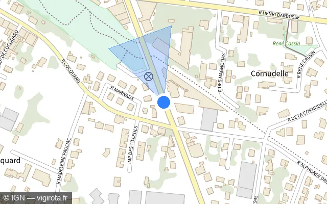 Vue plan de l'emplacement du radar de feu rouge à Bias sur Avenue d'Agen