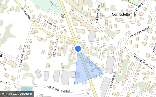 Vue plan de l'emplacement du radar de feu rouge à Bias sur Avenue d'Agen