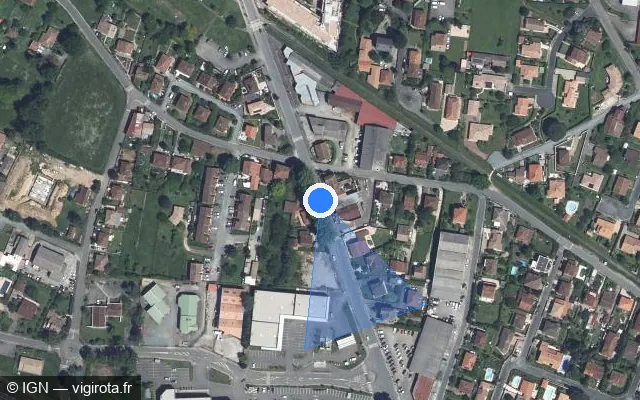 Vue satellite de l'emplacement du radar de feu rouge à Bias sur Avenue d'Agen