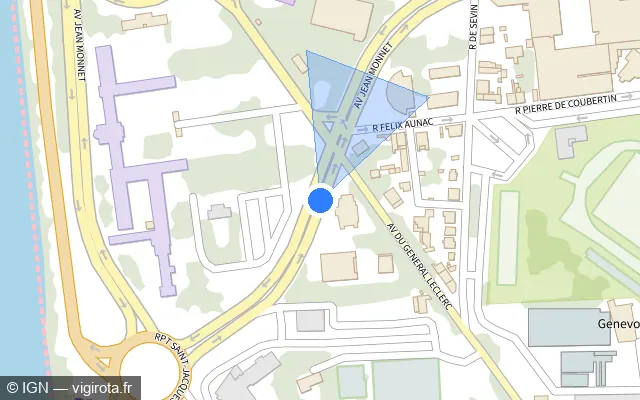 Vue plan de l'emplacement du radar de feu rouge à Agen sur Avenue Jean Monnet