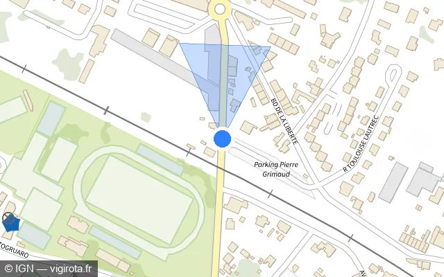 Vue plan de l'emplacement du radar de passage à niveau à Marmande sur Avenue des Martyrs de la Résistance / D 708