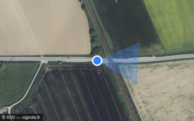Vue satellite de l'emplacement du radar de passage à niveau à Hondeghem sur Rue de Staple / D 161