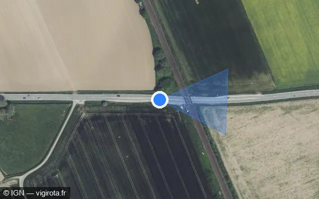 Vue satellite de l'emplacement du radar de passage à niveau à Hondeghem sur Rue de Staple / D 161
