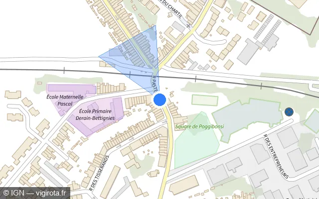 Vue plan de l'emplacement du radar de passage à niveau à La Madeleine sur Rue Pasteur