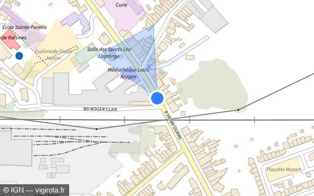 Vue plan de l'emplacement du radar de passage à niveau à Beuvrages sur Rue Henri Durre / D 169