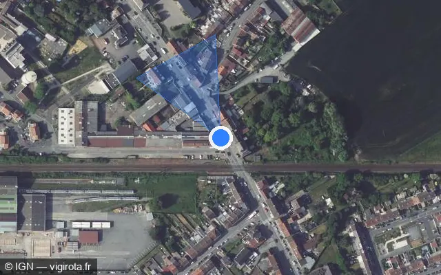 Vue satellite de l'emplacement du radar de passage à niveau à Beuvrages sur Rue Henri Durre / D 169