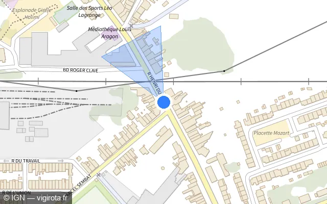 Vue plan de l'emplacement du radar de passage à niveau à Beuvrages sur Rue Henri Durre / D 169