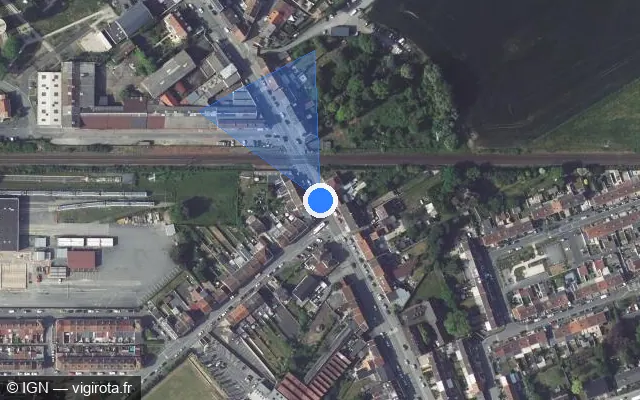 Vue satellite de l'emplacement du radar de passage à niveau à Beuvrages sur Rue Henri Durre / D 169