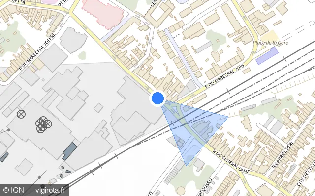 Vue plan de l'emplacement du radar de passage à niveau à Haubourdin sur Rue Léon Gambetta