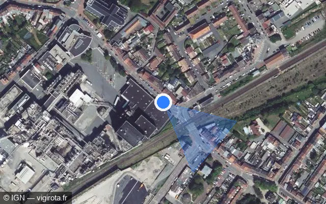 Vue satellite de l'emplacement du radar de passage à niveau à Haubourdin sur Rue Léon Gambetta