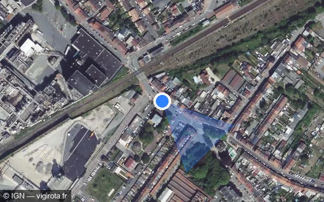 Vue satellite de l'emplacement du radar de passage à niveau à Haubourdin sur Rue du Général Dame