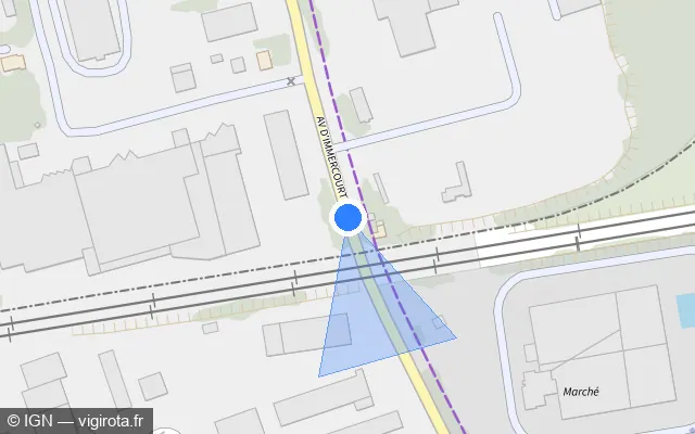 Vue plan de l'emplacement du radar de passage à niveau à Saint-Laurent-Blangy sur Avenue d'Immercourt / D 60